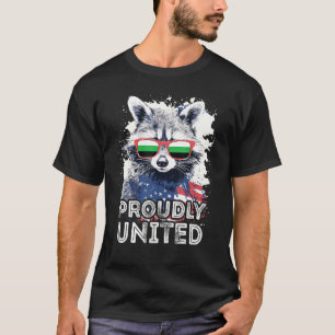 Proudly United  Raccoon Neutrois Sunglasses Flag T-Shirt