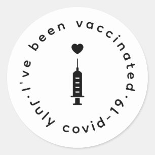 Proudly Vaccinated Heart Needle Design Classic Round Sticker