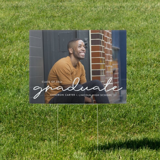 Proudly Written EDITABLE COLOR Graduation Yard Sign (Insitu)
