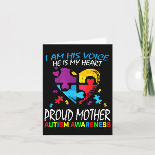 Pround Autism Mom Heart Mother Puzzle Piece Autism Card
