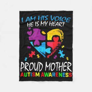 Pround Autism Mom Heart Mother Puzzle Piece Autism Fleece Blanket