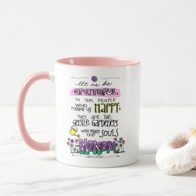 Proust Quote Let Us Be Grateful Two-Tone Mug (With Donut)
