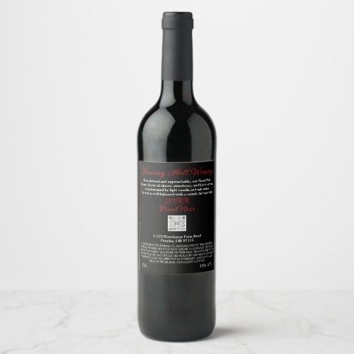 Provencale Black Red Modern QR LOGO Description  Wine Label