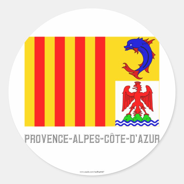 Provence-Alpes-Côte-d'Azur flag with name Classic Round Sticker (Front)