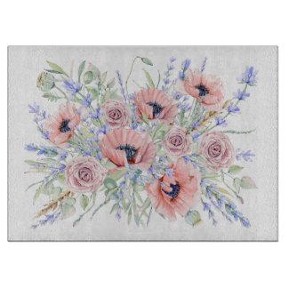 Provence Bouquet Glass Cutting Board