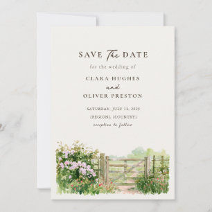 Provence Country Lane Blooming Hedgerow Wedding Save The Date