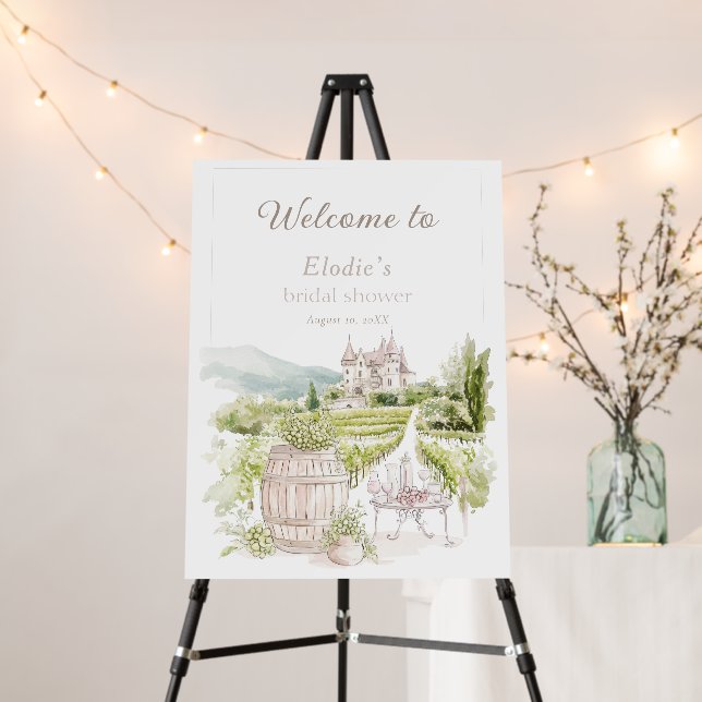 Provence Elegant Chateau French Bridal Welcome Foam Board (In Situ (Stand))