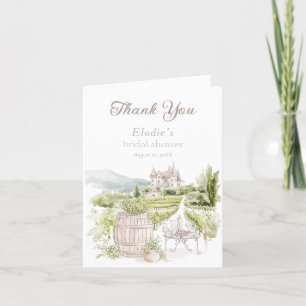 Provence Elegant Chateau French Country Bridal Letterpress Thank You Card