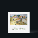 Provence Farmhouse Style of Van Gogh Birthday Card<br><div class="desc">Farmhouse in Provence 
In the Style of Vincent Van Gogh

This is a variation painted by Charlotte Foster at RivvyArts.
It was painted with Watercolours and you can see a Woman in the fields,  instead of a man.</div>