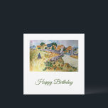 Provence Farmhouse Style of Van Gogh Birthday Card<br><div class="desc">Farmhouse in Provence 
In the Style of Vincent Van Gogh

This is a variation painted by Charlotte Foster at RivvyArts.
It was painted with Watercolours and you can see a Woman in the fields,  instead of a man.</div>