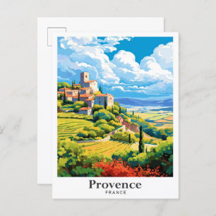 Provence France Art Vintage Travel Illustration Postcard
