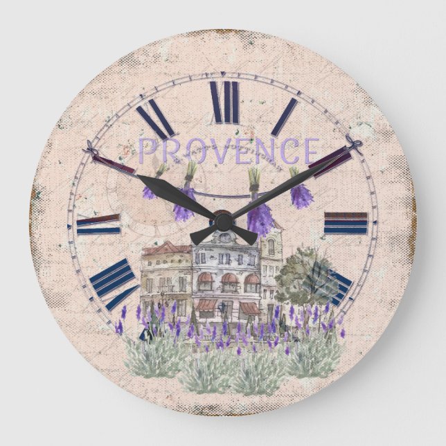 Provence France Lavender Flower Summer Love Large Clock (Front)