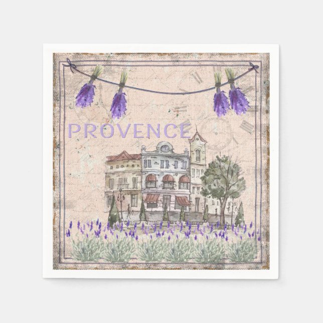 Provence France Lavender Flower Summer Love Paper Napkins (Front)
