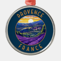 Provence France Lavender Retro Distressed Circle