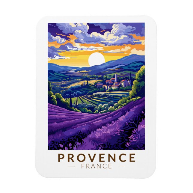 Provence France Lavender Travel Art Vintage Magnet (Vertical)