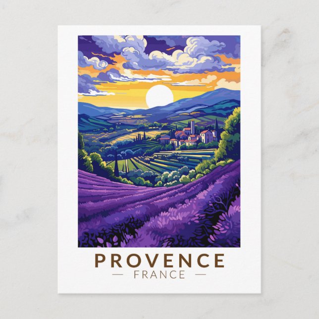 Provence France Lavender Travel Art Vintage Postcard (Front)