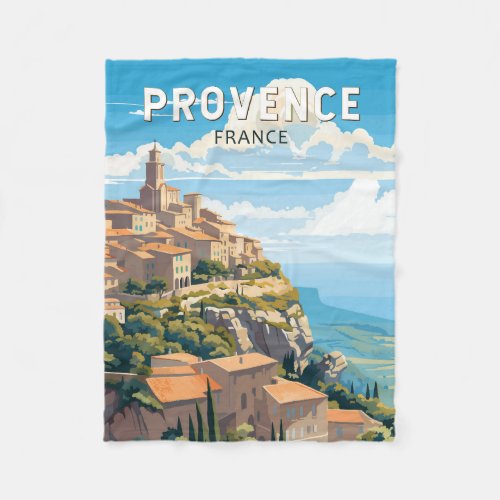 Provence France Travel Art Vintage Fleece Blanket