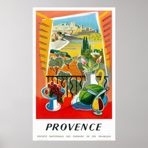 Provence France Vintage Travel Poster Restored