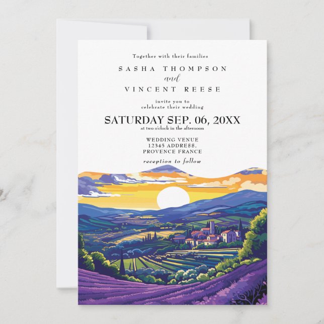 Provence France Wedding Invitation Retro (Front)