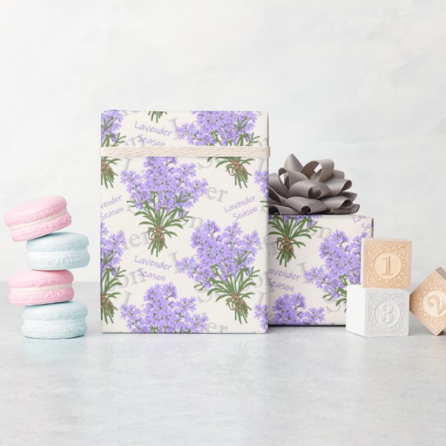 Provence Lavender Bunches Wrapping Paper (Baby Shower)