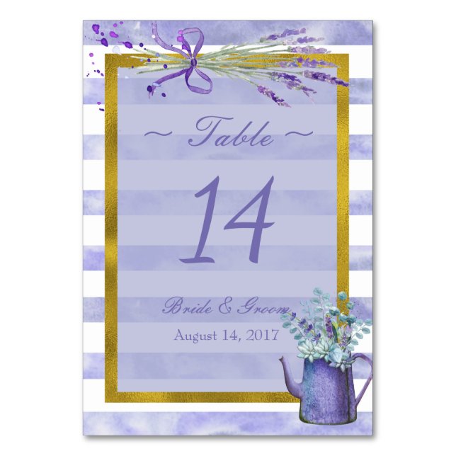 Provence Lavender Flower Wedding Table Number (Front)