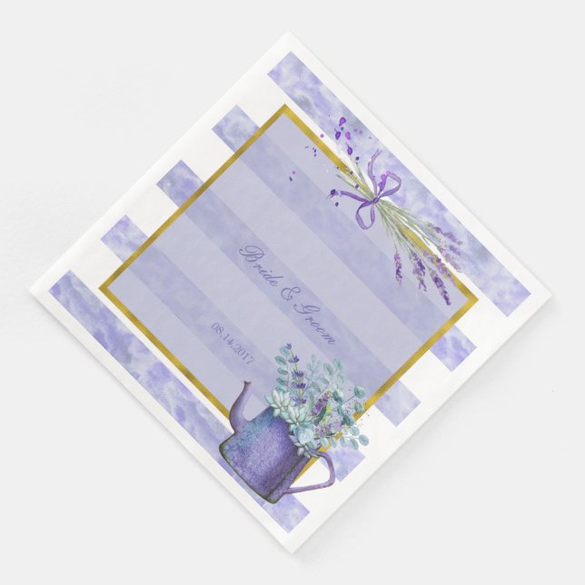 Provence Lavender Purple Flower Floral Wedding Paper Dinner Napkins (Corner)