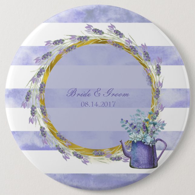 Provence Lavender Purple Flower Floral Wedding Pinback Button (Front)