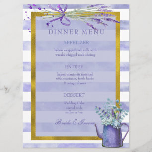 Provence Lavender Purple Flower Wedding Menu