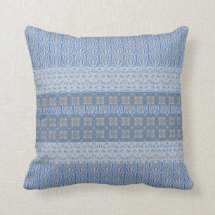 Provence Mixed Patterns Blue and Taupe Throw Pillow
