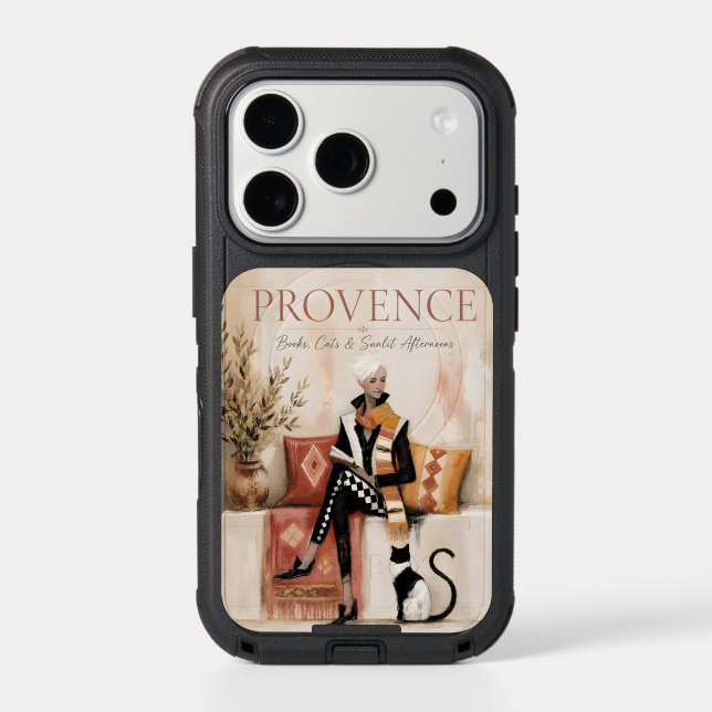Provence Reading Nook Cat Illustration Otterbox iPhone Case (Back)