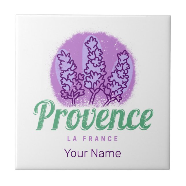 Provence Retro Lavender French Riviera France Ceramic Tile (Front)