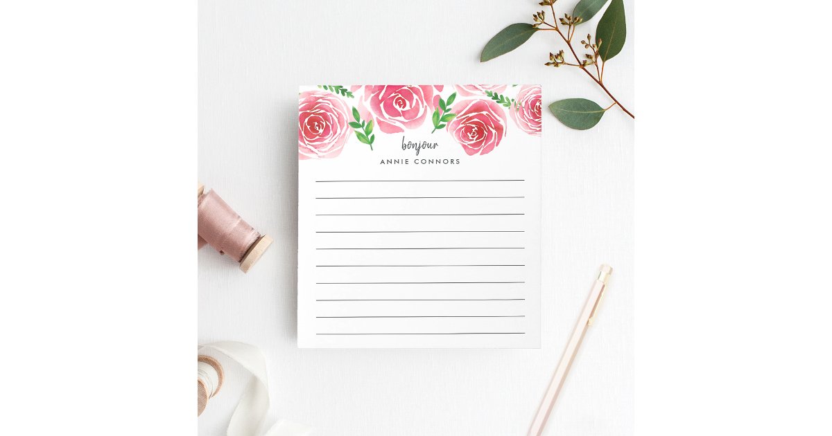 Provence Rose | Personalized Lined Notepad | Zazzle