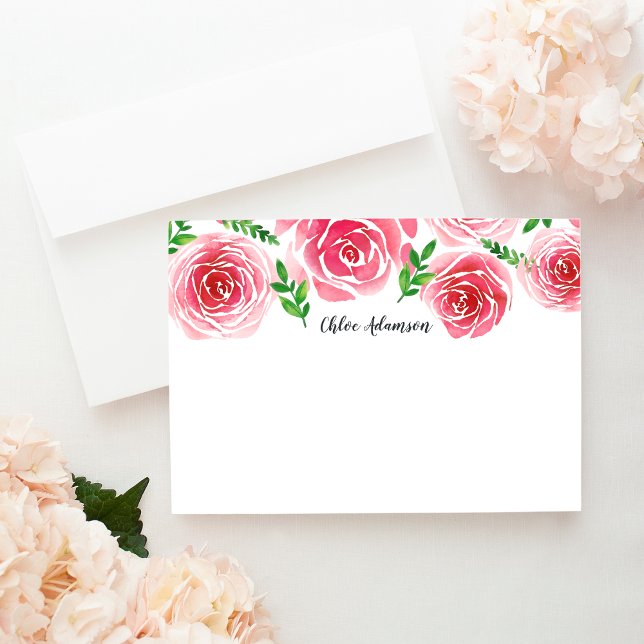 Provence Rose Personalized Stationery Flat Card (Creator Uploaded)