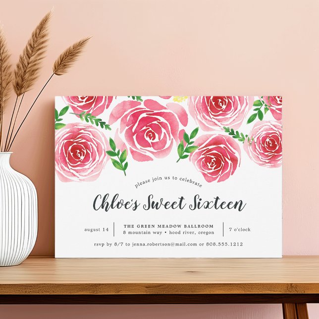 Provence Rose Sweet Sixteen Invitation (Creator Uploaded)