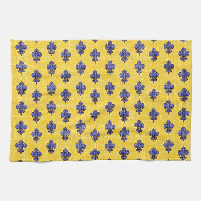 Provence South of France Fleur de Lys Pattern Towel (Horizontal)