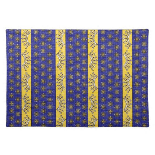 Provence South of France French BlueGold Pattern Cloth Placemat
