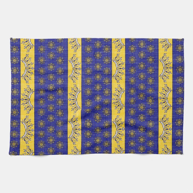 Provence South of France French Blue/Gold Pattern Towel (Horizontal)
