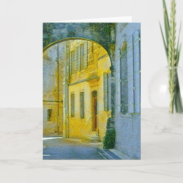 Provence Street With Archway with digital effects Card (Front)