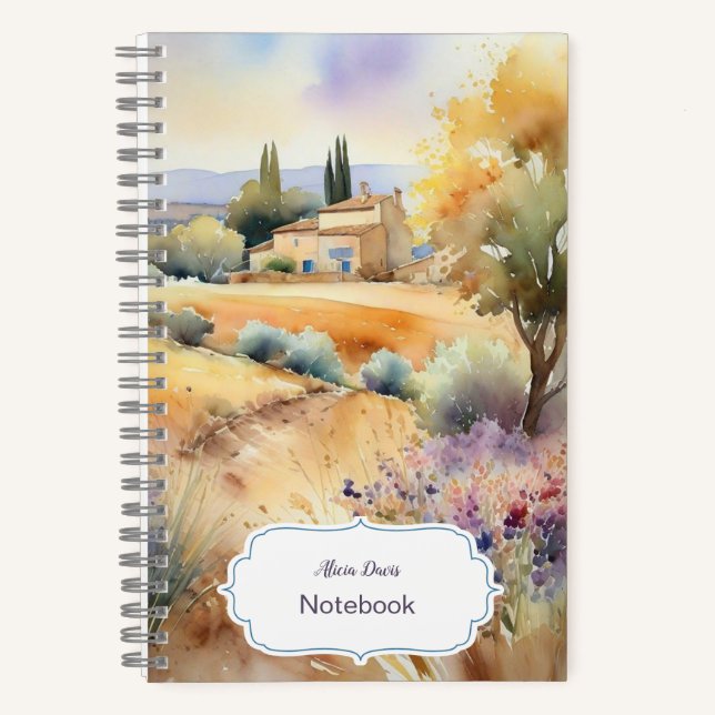 Provence Watercolor | your name Notebook (Front)