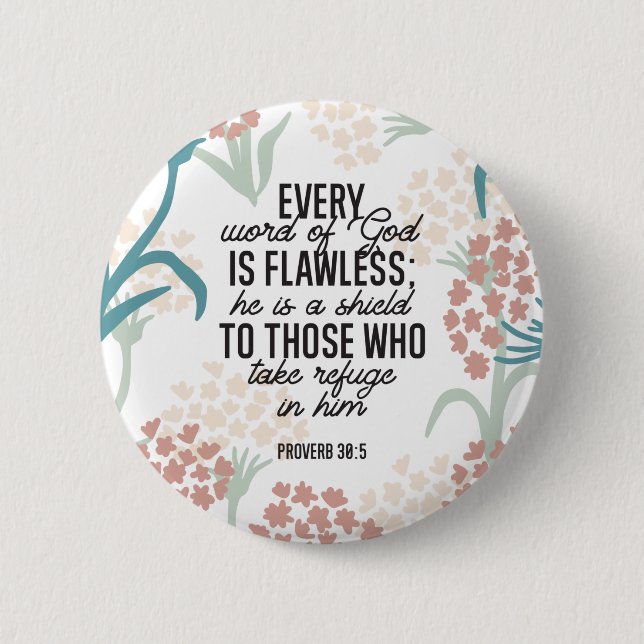 Proverb 30:5 Bible Verse Button (Front)