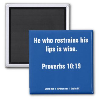 Proverbs 10:19 blue Bible Verse magnet