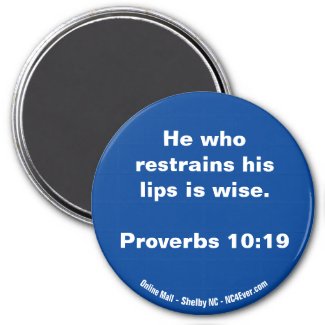 Proverbs 10:19 blue magnet