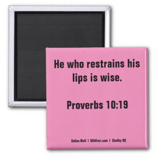 Proverbs 10:19 pink Bible Verse magnet