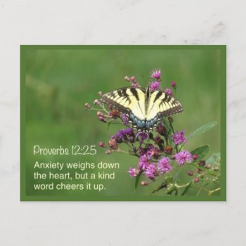 Proverbs 12:25 Anxiety Butterfly Postcard by PamelaRaeCreations at Zazzle