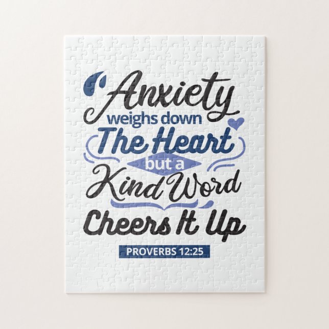 Proverbs 12:25 Bible Verse – Kind Word Art Jigsaw Puzzle (Vertical)