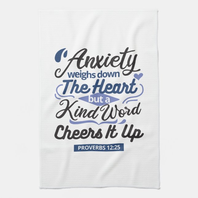 Proverbs 12:25 Bible Verse – Kind Word Art Kitchen Towel (Vertical)