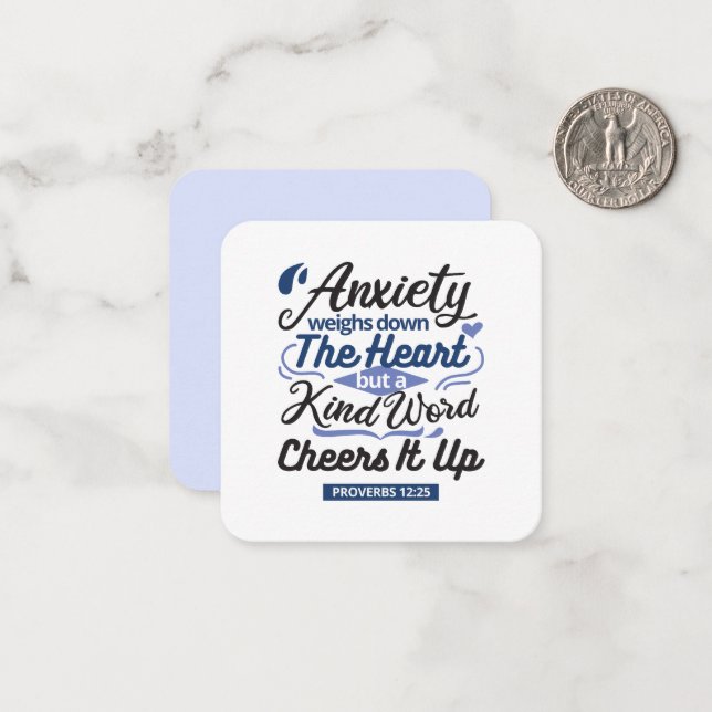 Proverbs 12:25 Bible Verse – Kind Word Art Note Card (Front/Back In Situ)