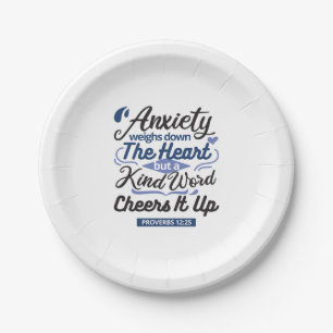 Proverbs 12:25 Bible Verse – Kind Word Art Paper Plates