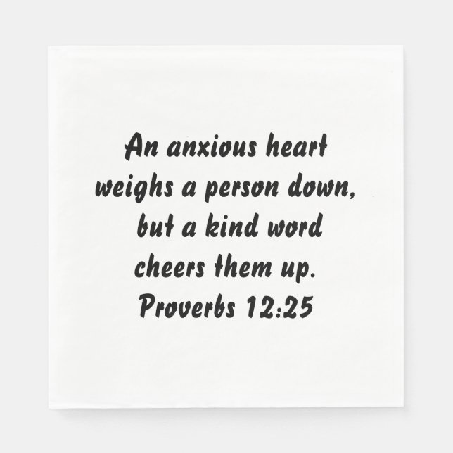 Proverbs 12:25 Elegant Custom Bible Verse Napkins (Front)