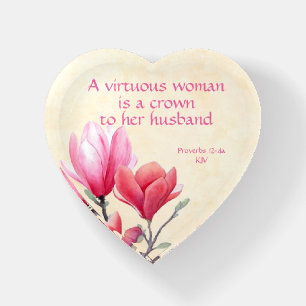 Proverbs 12:4a - A virtuous woman crown to husband Paperweight